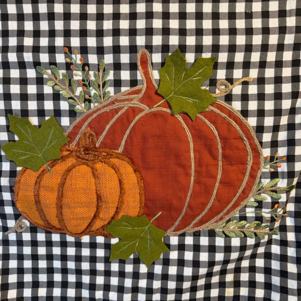 Rachel Ashwell The Prairie Pumpkin Gingham Table Runner Black White Farmhouse
